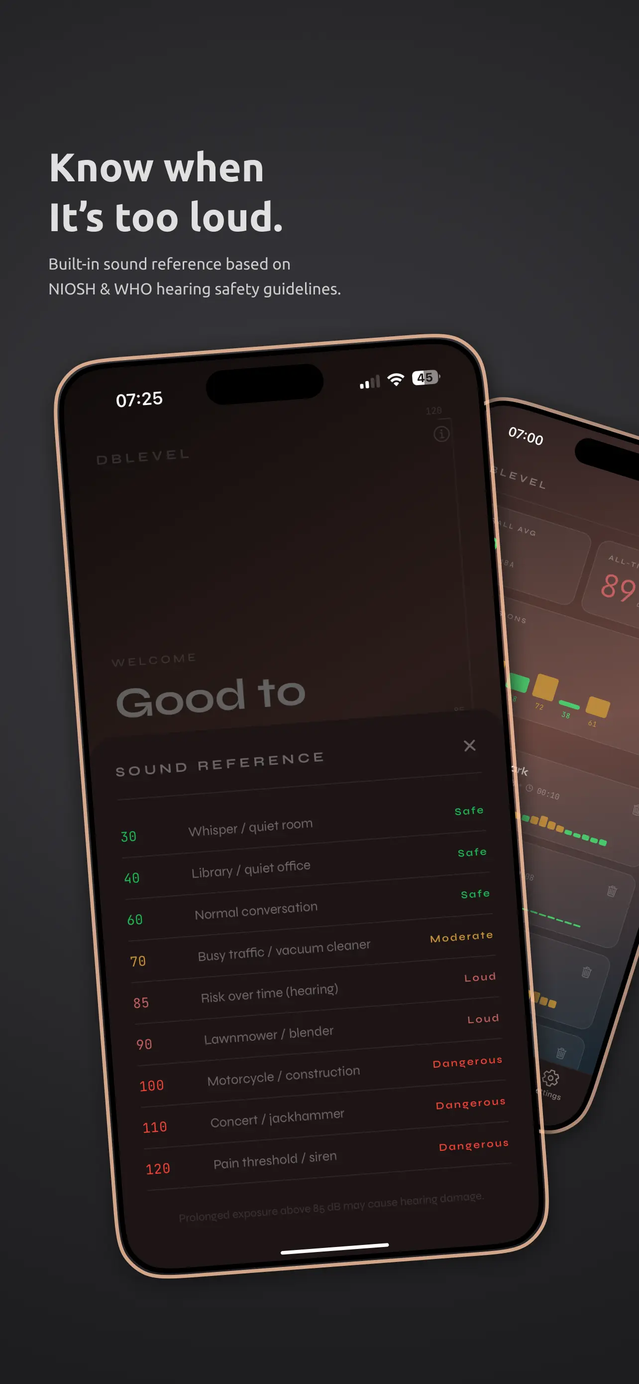 dBLevel Decibel Meter – Details screen